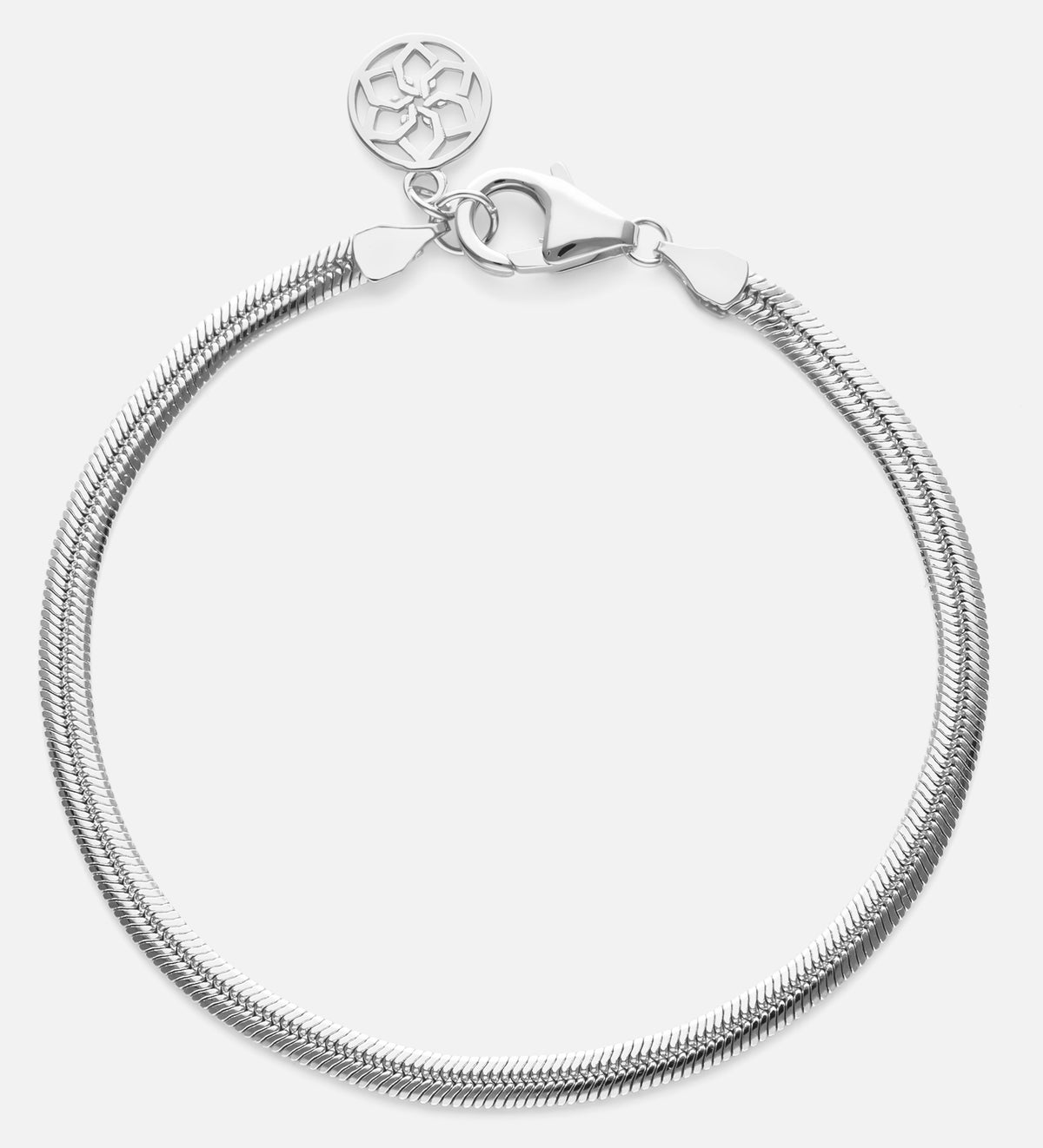 Herringbone Bracelet in Rhodium Plating on 925 Silver - Ash & Harry