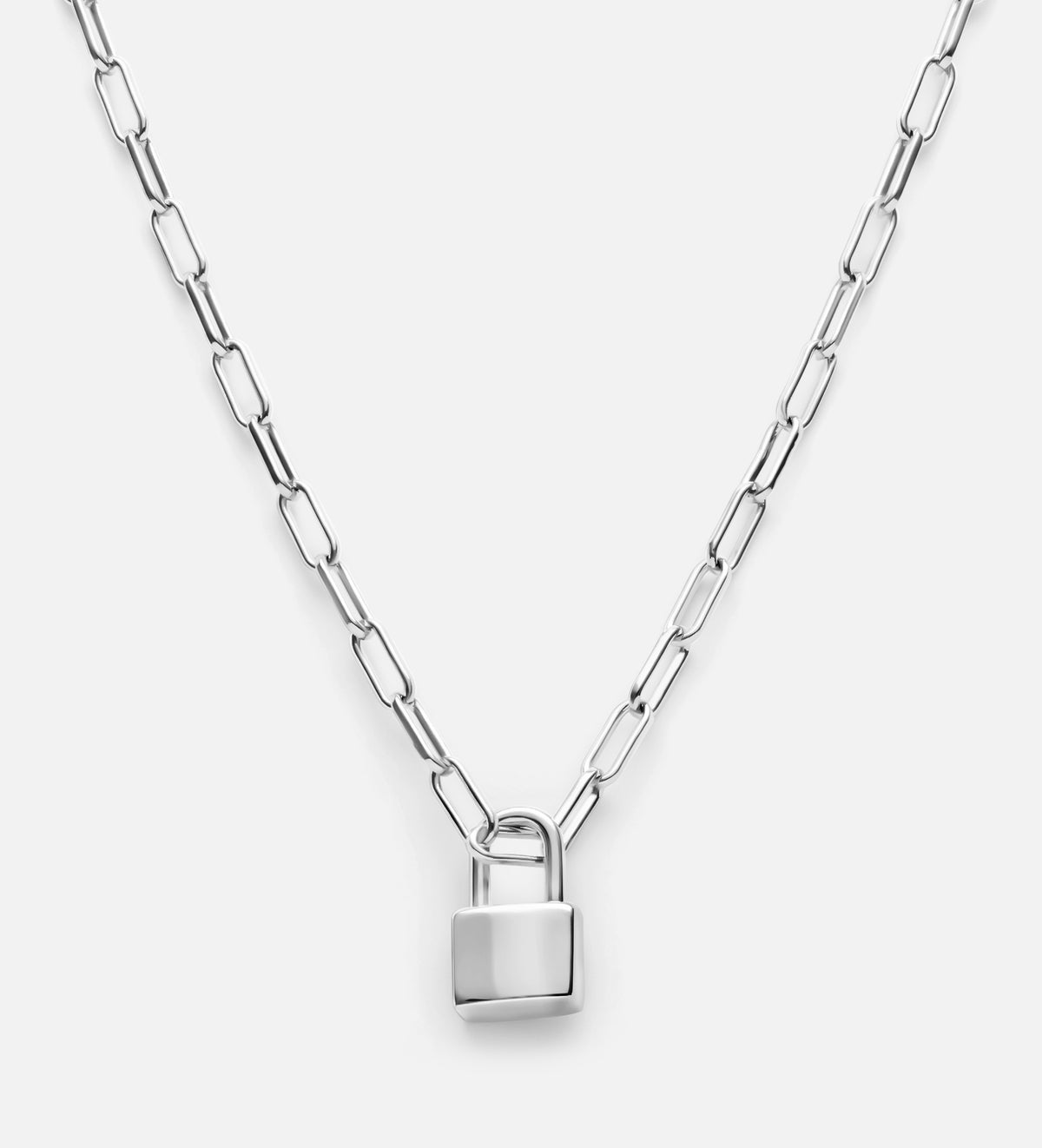 Lock Necklace in Rhodium Plating on 925 Silver - Ash & Harry