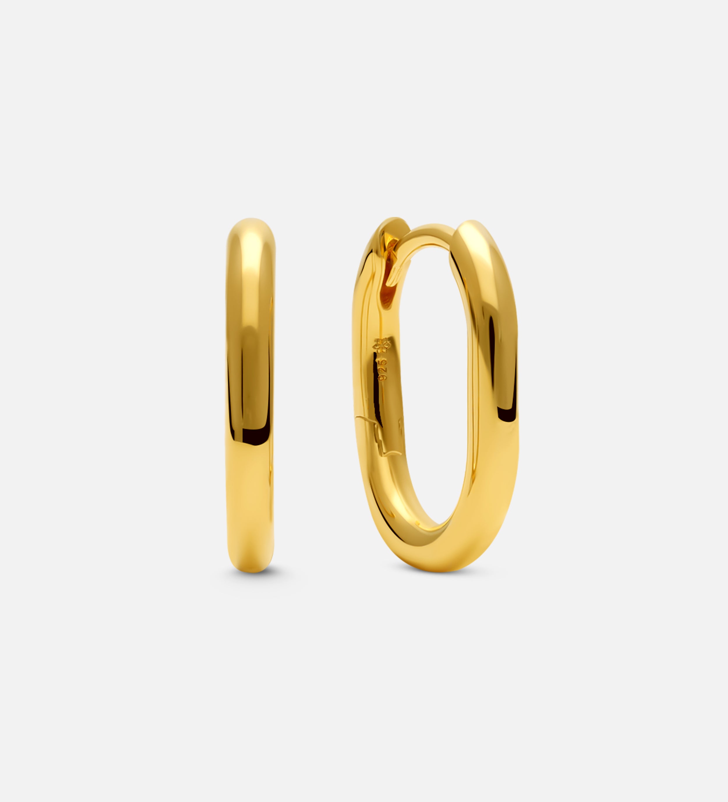 Oval Hanging Hoops in Gold