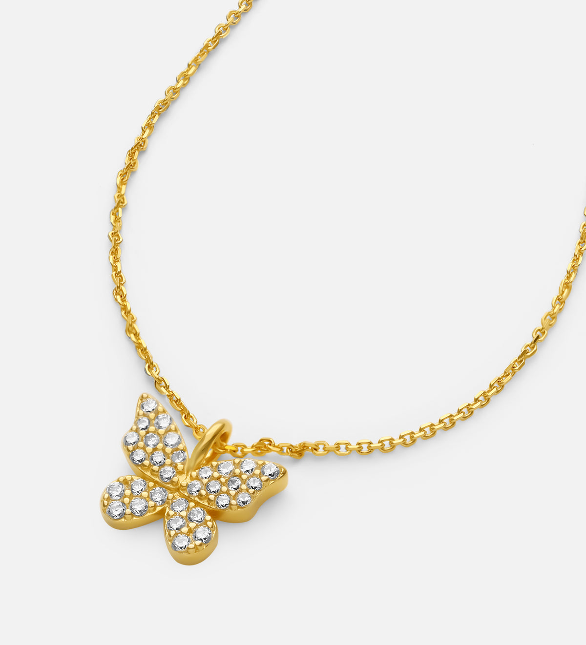 Pave Butterfly Necklace in 18k Gold Plating on 925 Silver - Ash & Harry