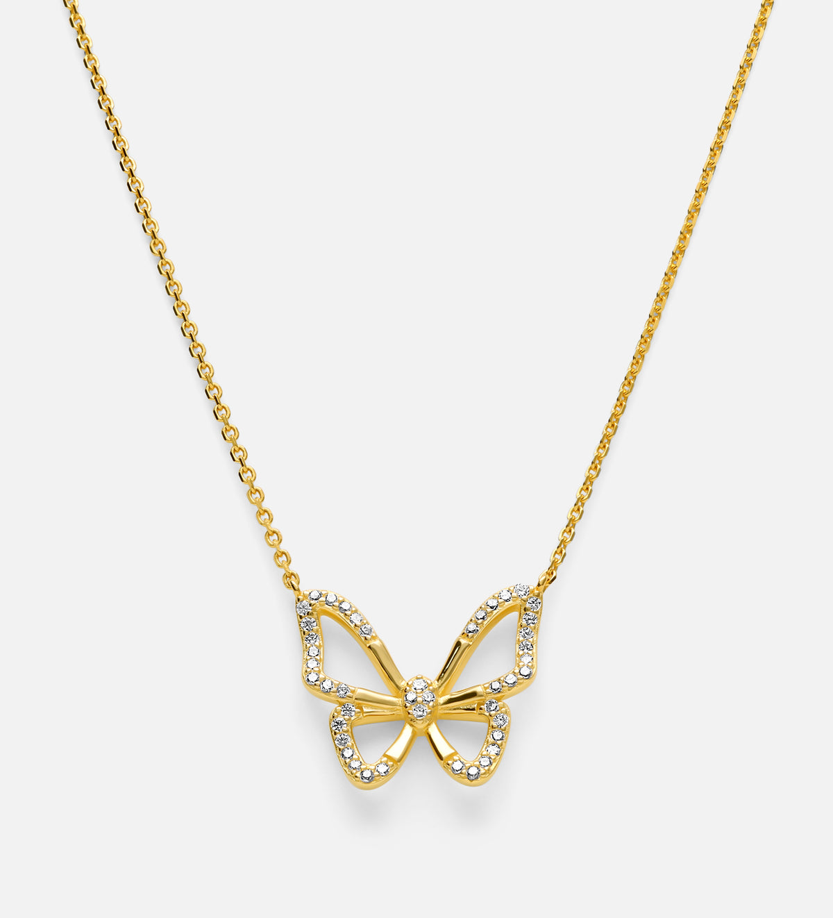 Pave Butterfly Silhouette Necklace in 18k Gold Plating on 925 Silver - Ash & Harry
