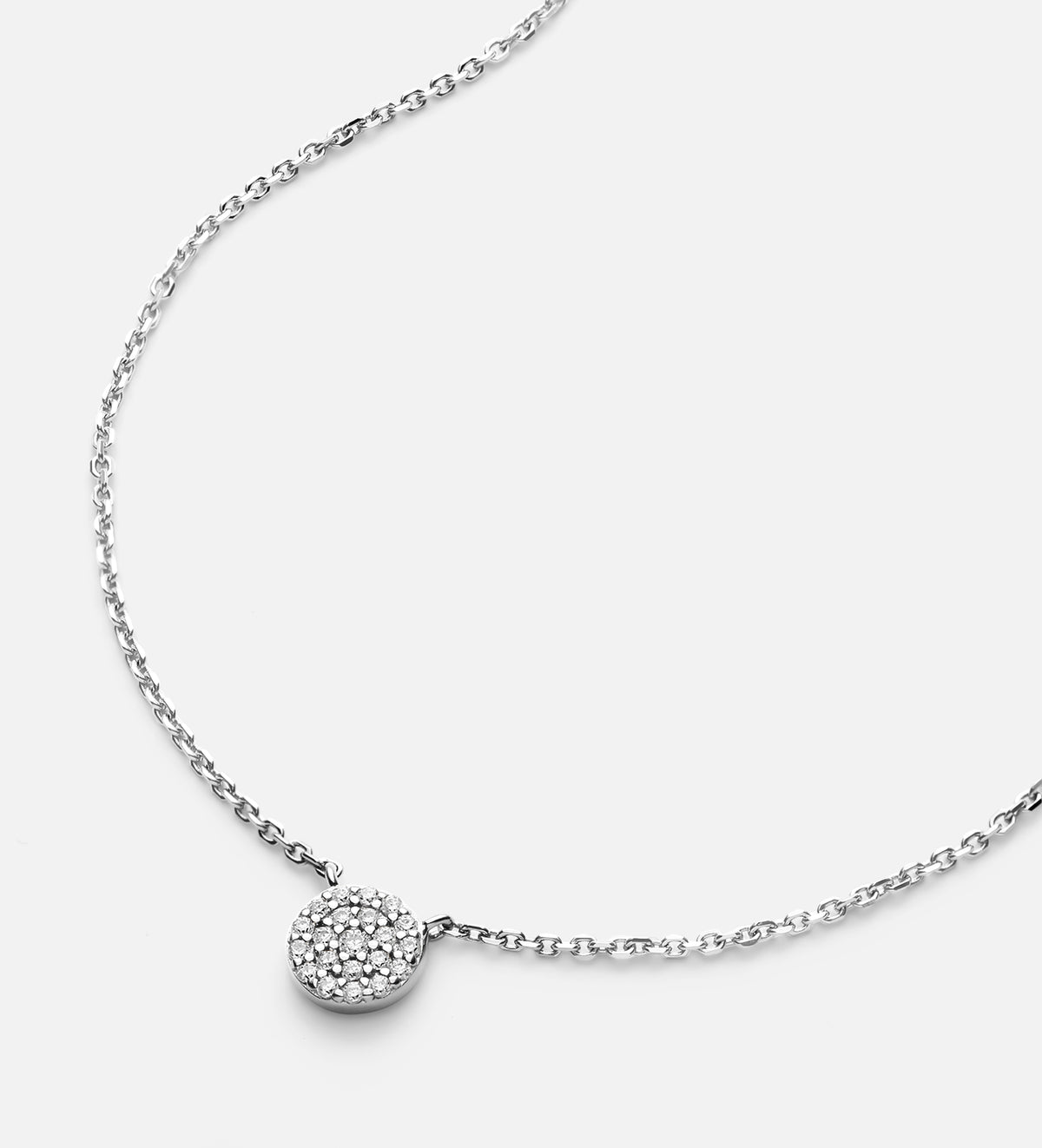 Round Pave Cluster Necklace in Rhodium Plating on 925 Silver - Ash & Harry