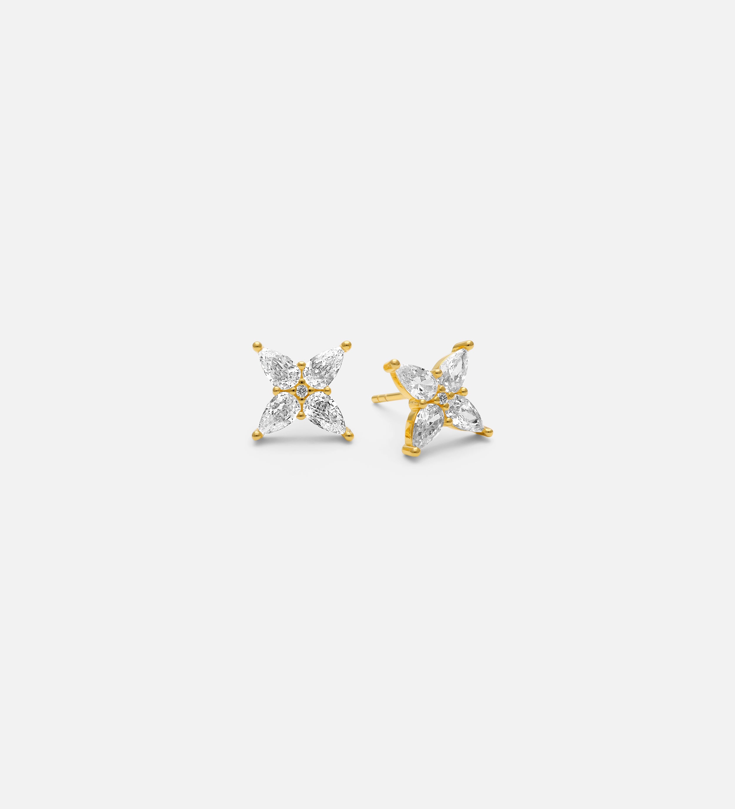 Pave Flower Studs in 18k Gold Vermeil | Ash & Harry