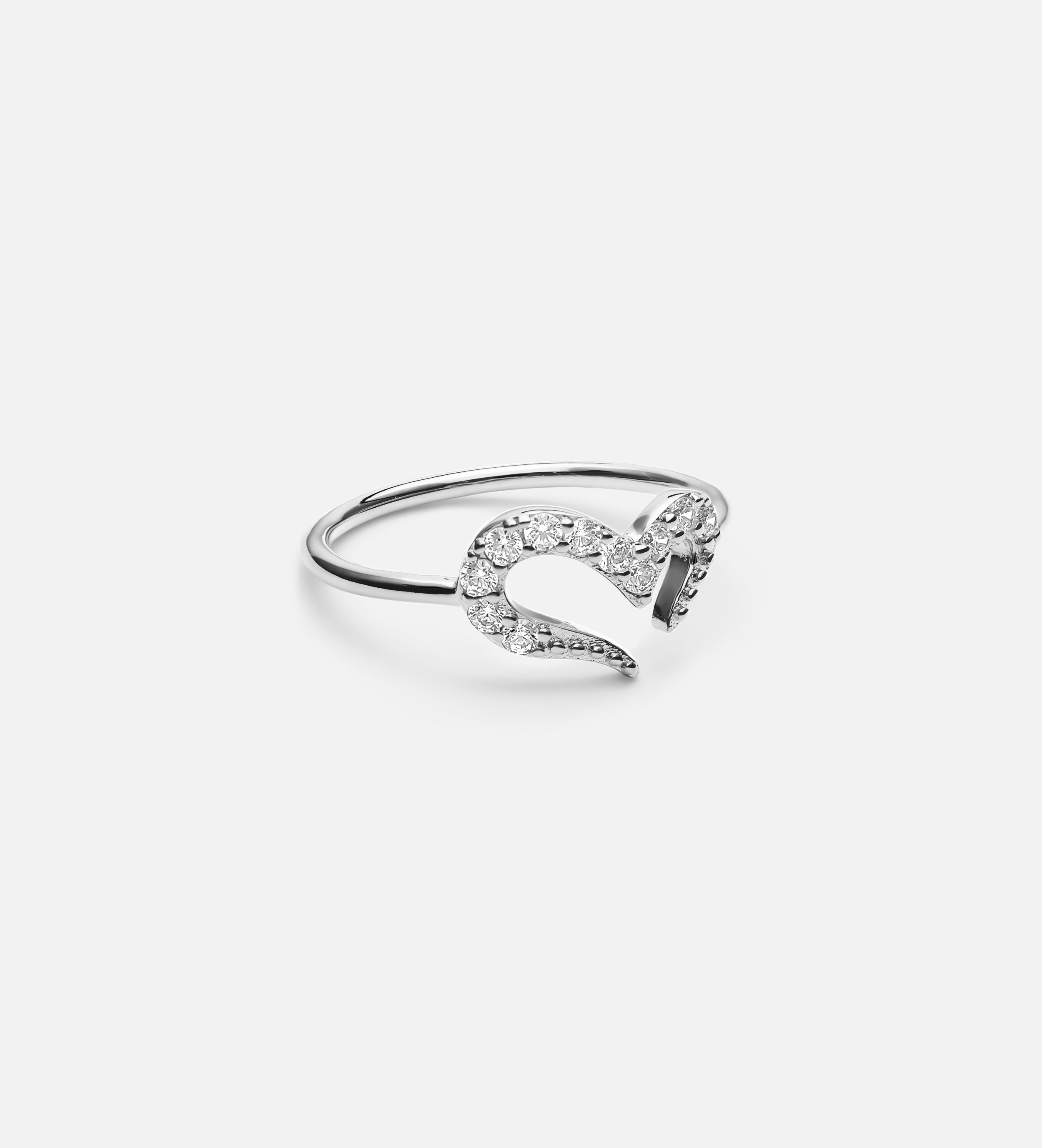 Pave Heart Silhouette Ring in Rhodium Plating on 925 Silver - Ash & Harry