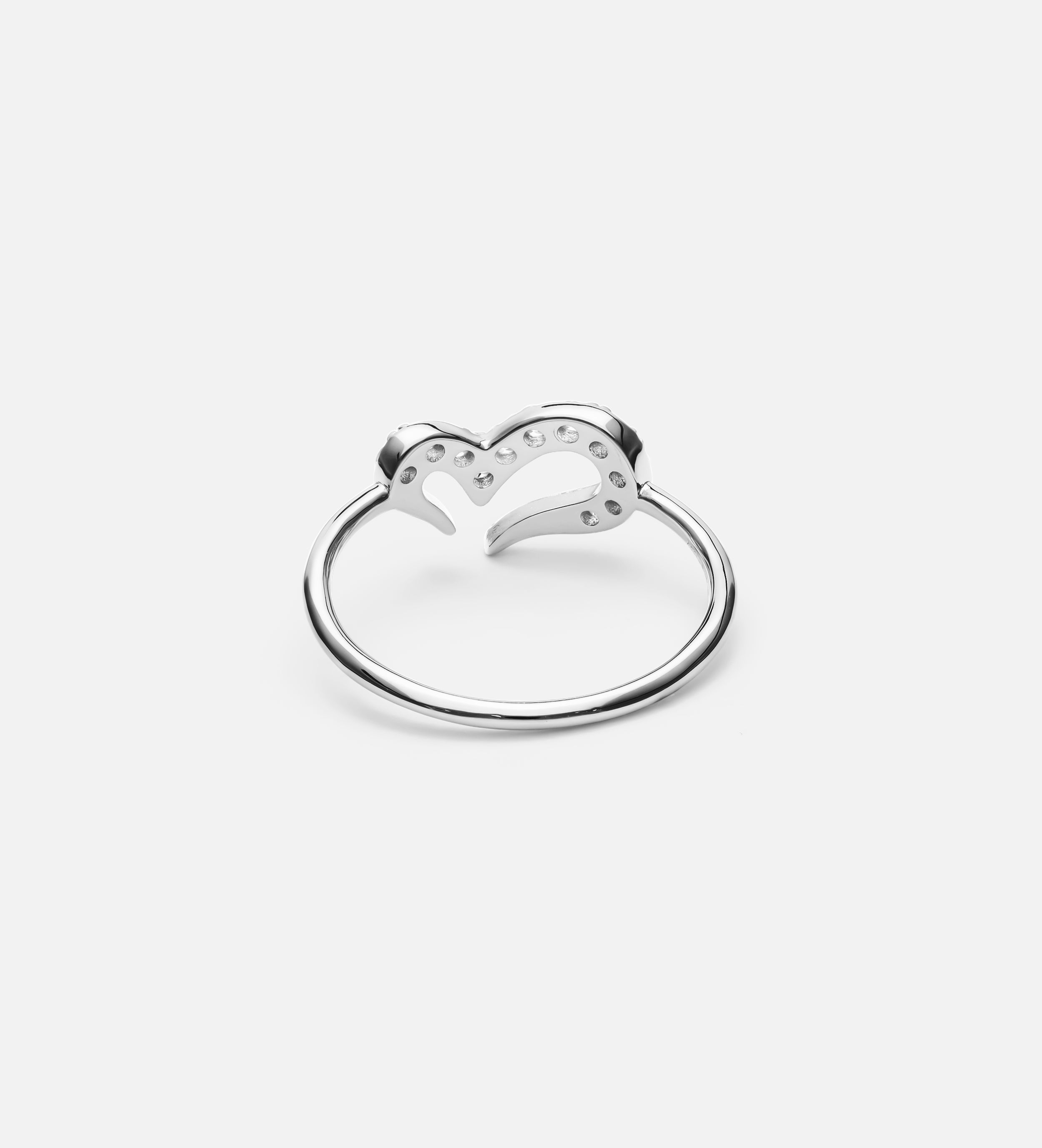 Pave Heart Silhouette Ring in Silver