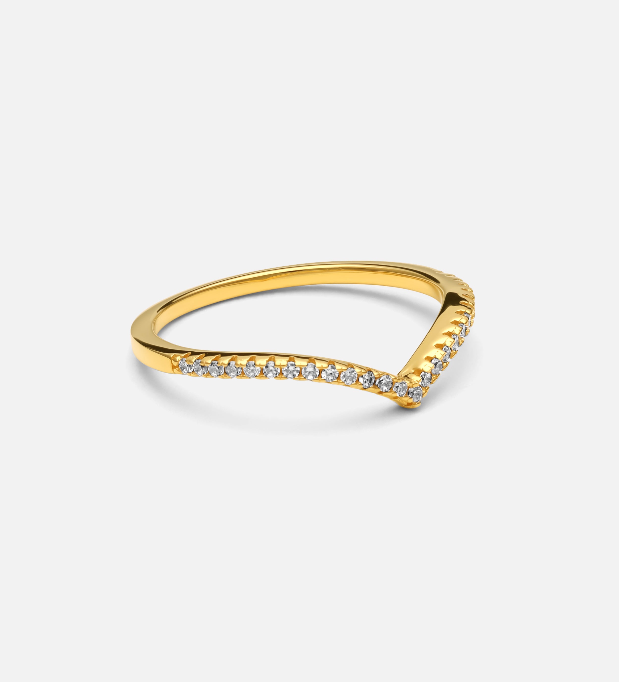 Pave Wishbone Ring in Gold