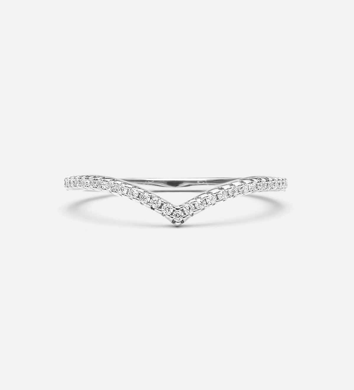 Pave Wishbone Ring in Rhodium Plating on 925 Silver - Ash & Harry