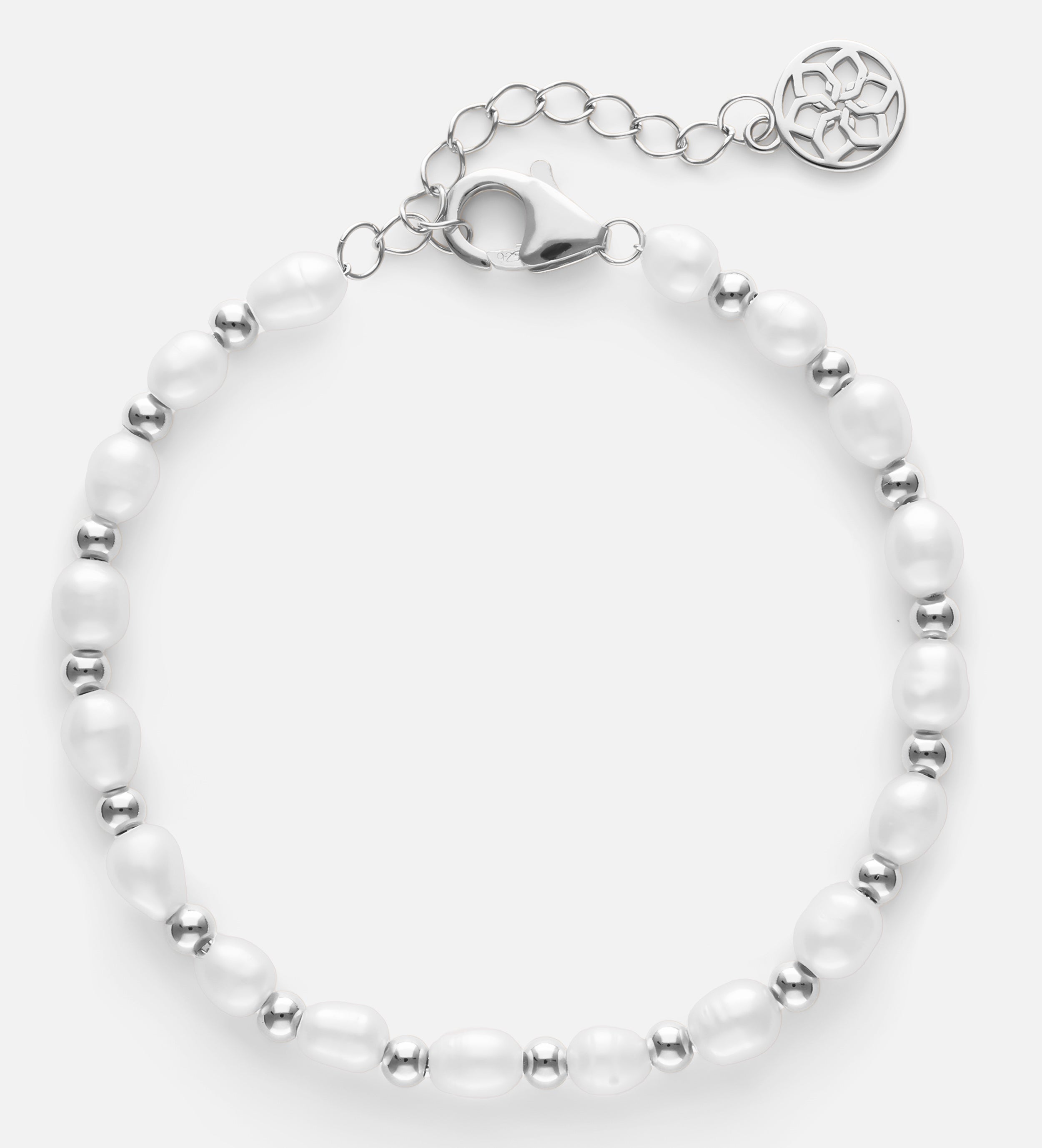Pearl Beaded Bracelet in Rhodium Plating on 925 Silver - Ash & Harry
