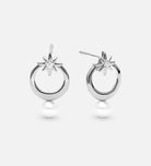 Pearl Drop Starburst Earrings in Silver