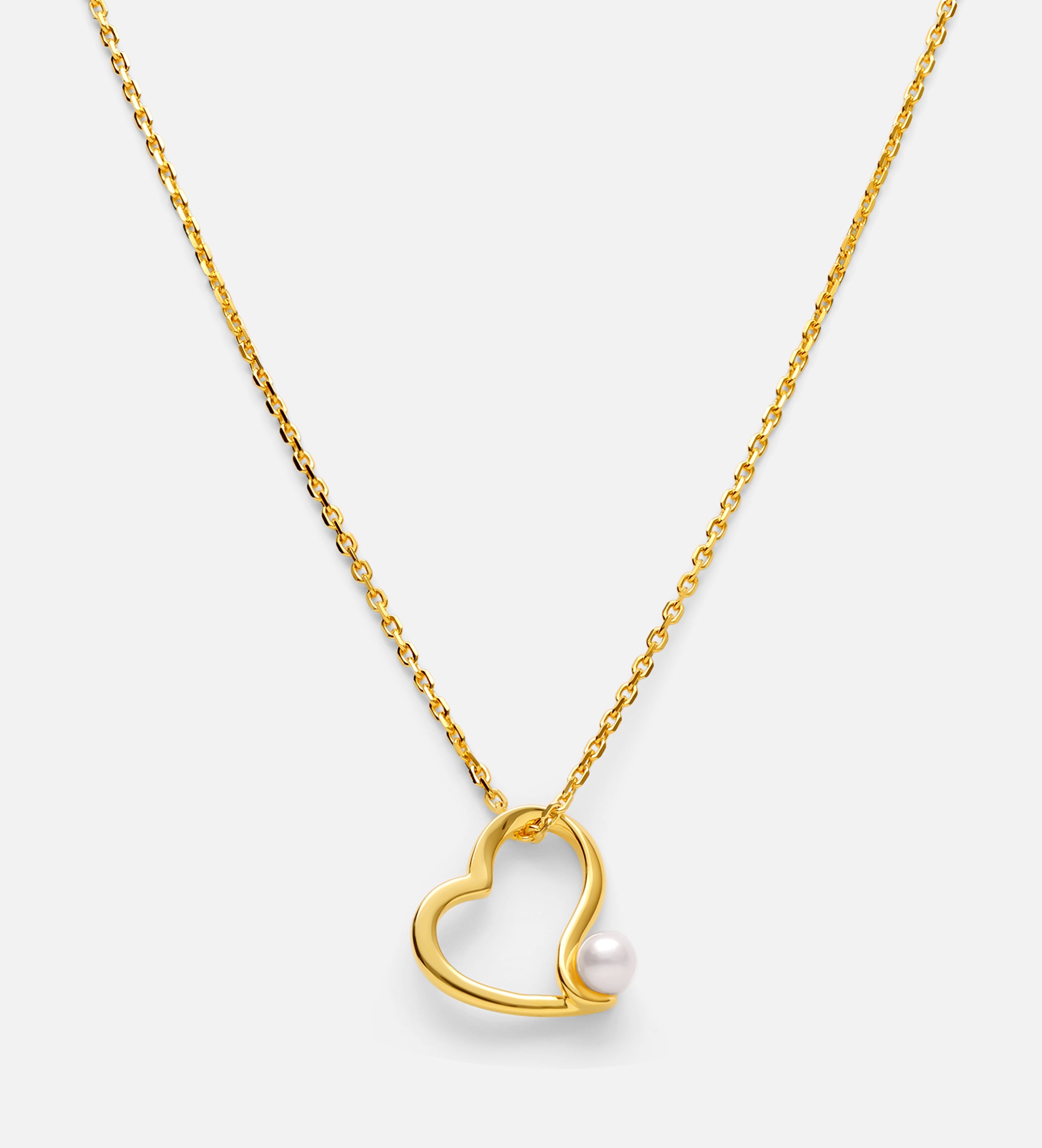 Pearl Heart Embrace Necklace in Gold