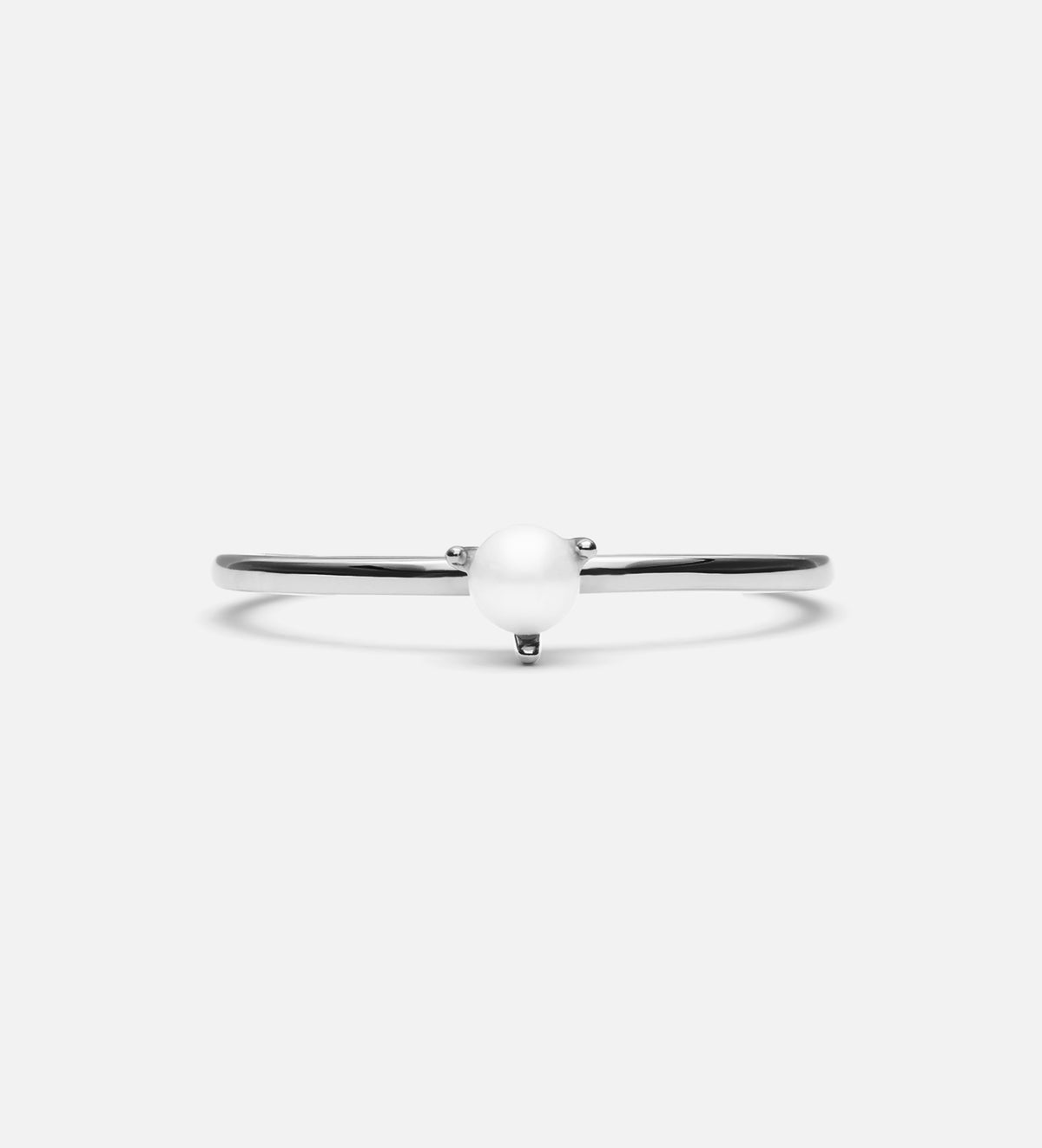 Pearl Stacker Ring in Rhodium Plating on 925 Silver - Ash & Harry