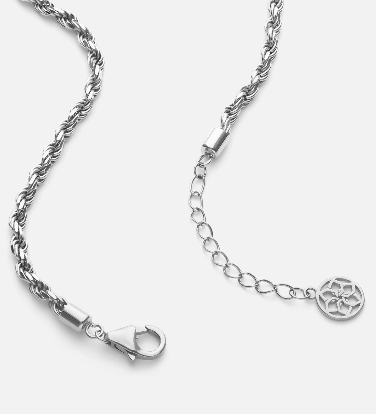 Rope Chain Anklet in Rhodium Plating on 925 Silver - Ash & Harry