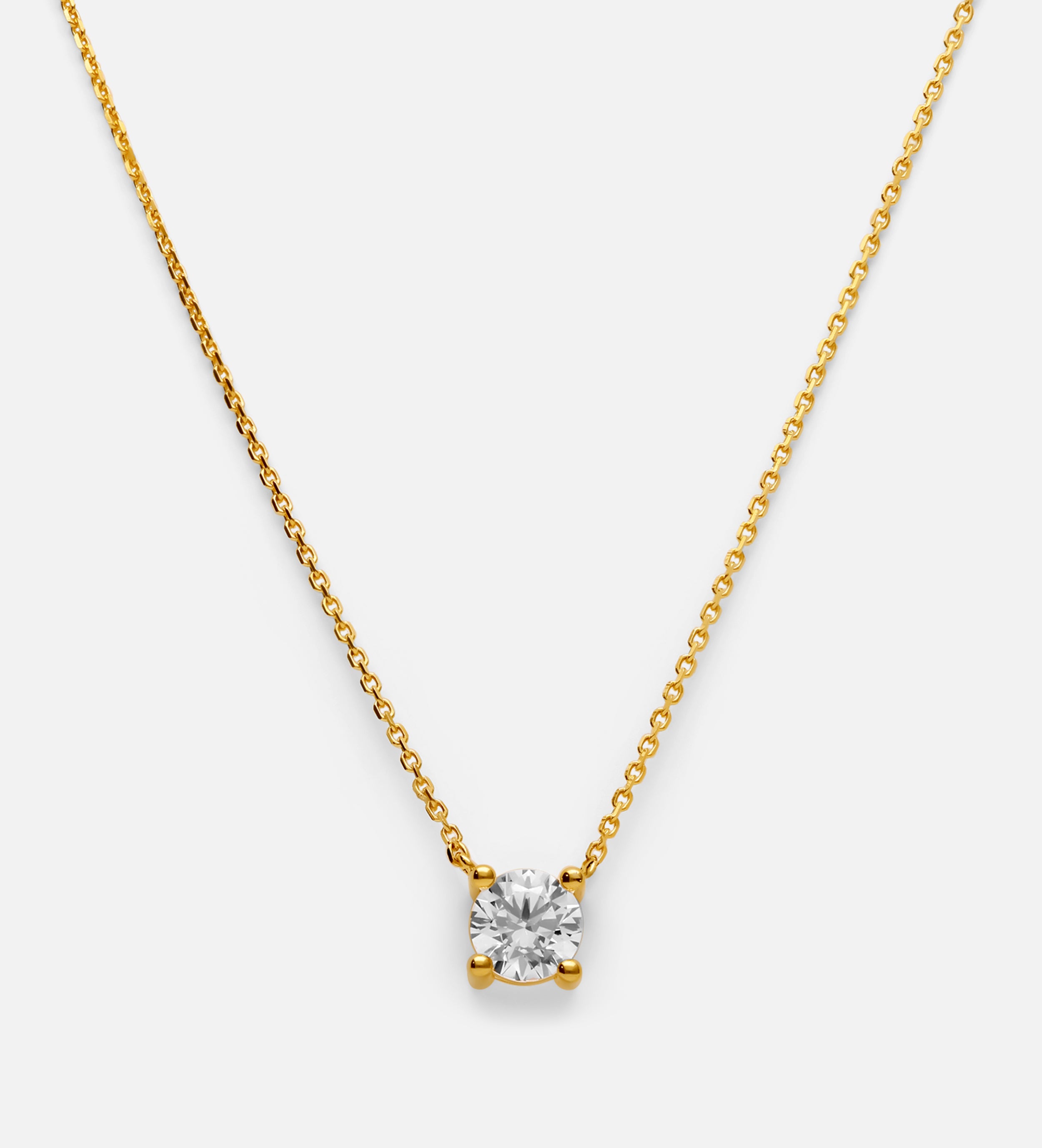 Solitaire Pendant Necklace in 18k Gold Plating on 925 Silver - Ash & Harry