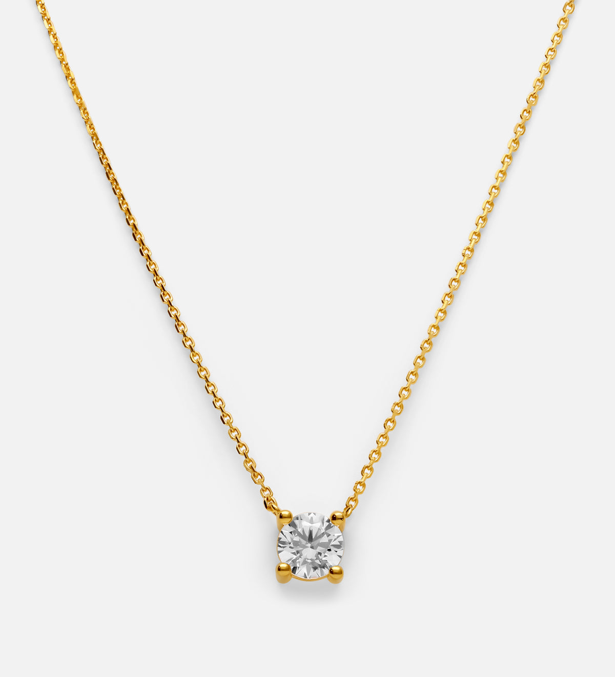 Solitaire Pendant Necklace in 18k Gold Plating on 925 Silver - Ash & Harry