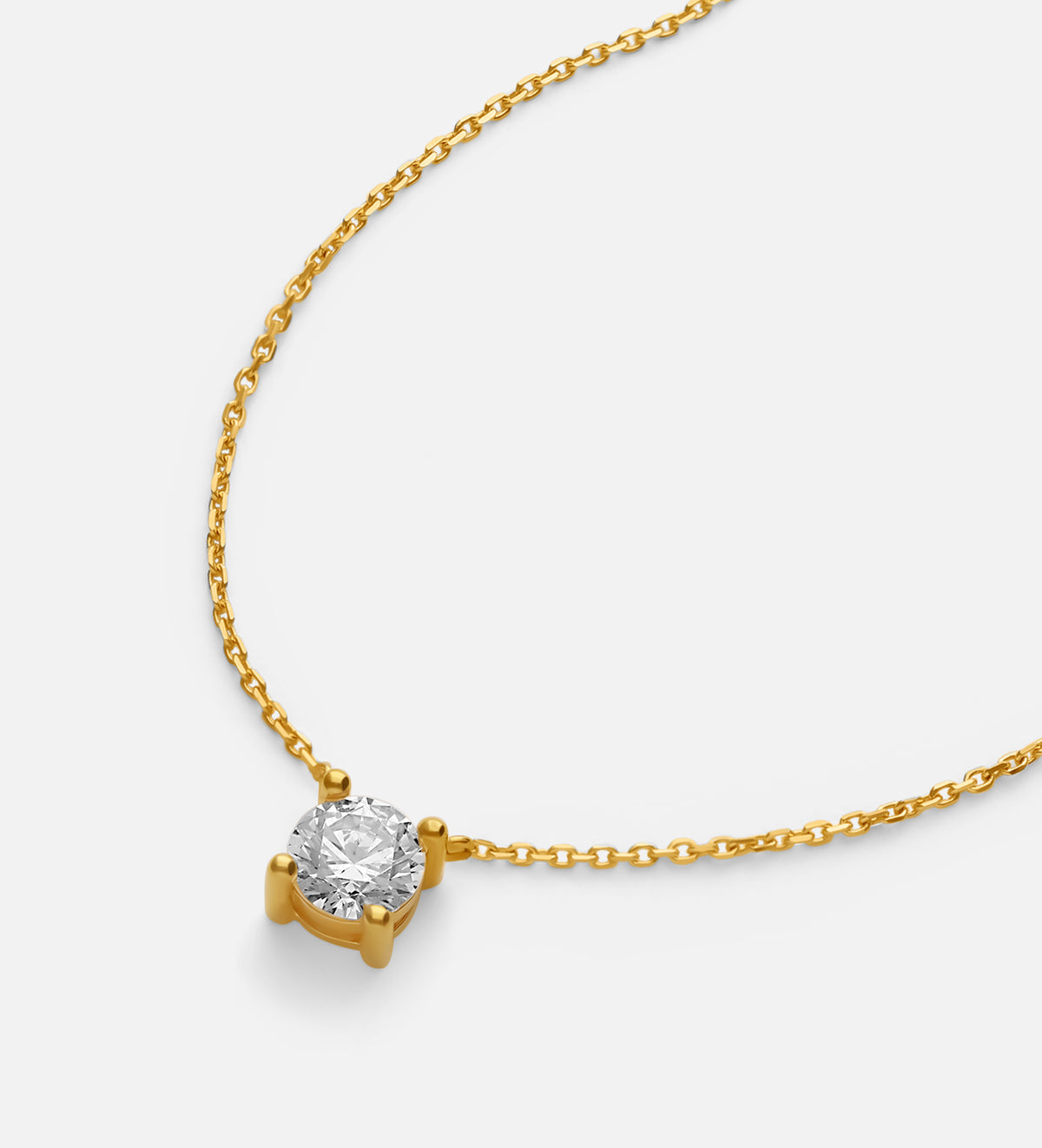 Solitaire Pendant Necklace in 18k Gold Plating on 925 Silver - Ash & Harry