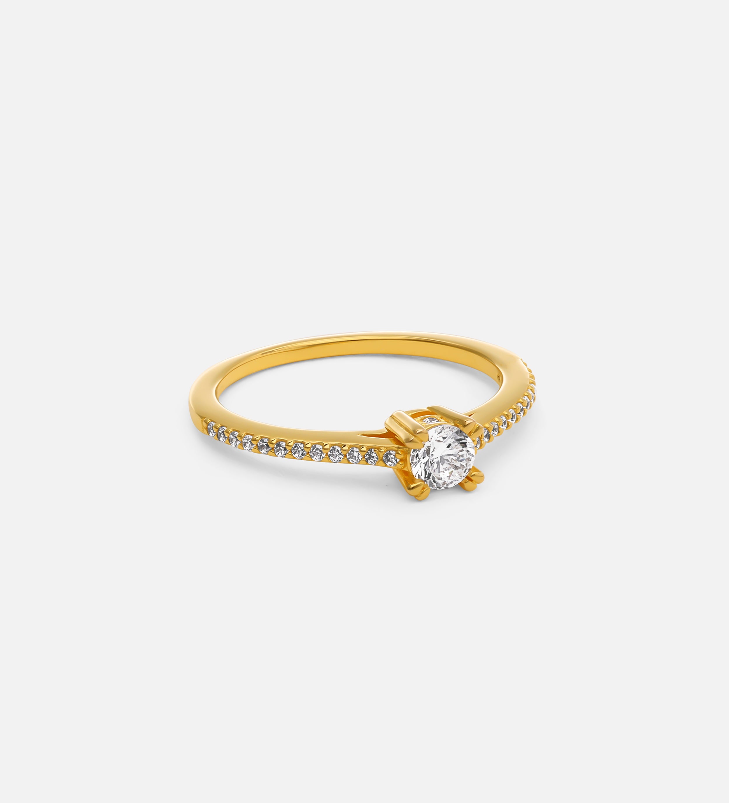 Solitaire Ring in 18k Gold Plating on 925 Silver - Ash & Harry