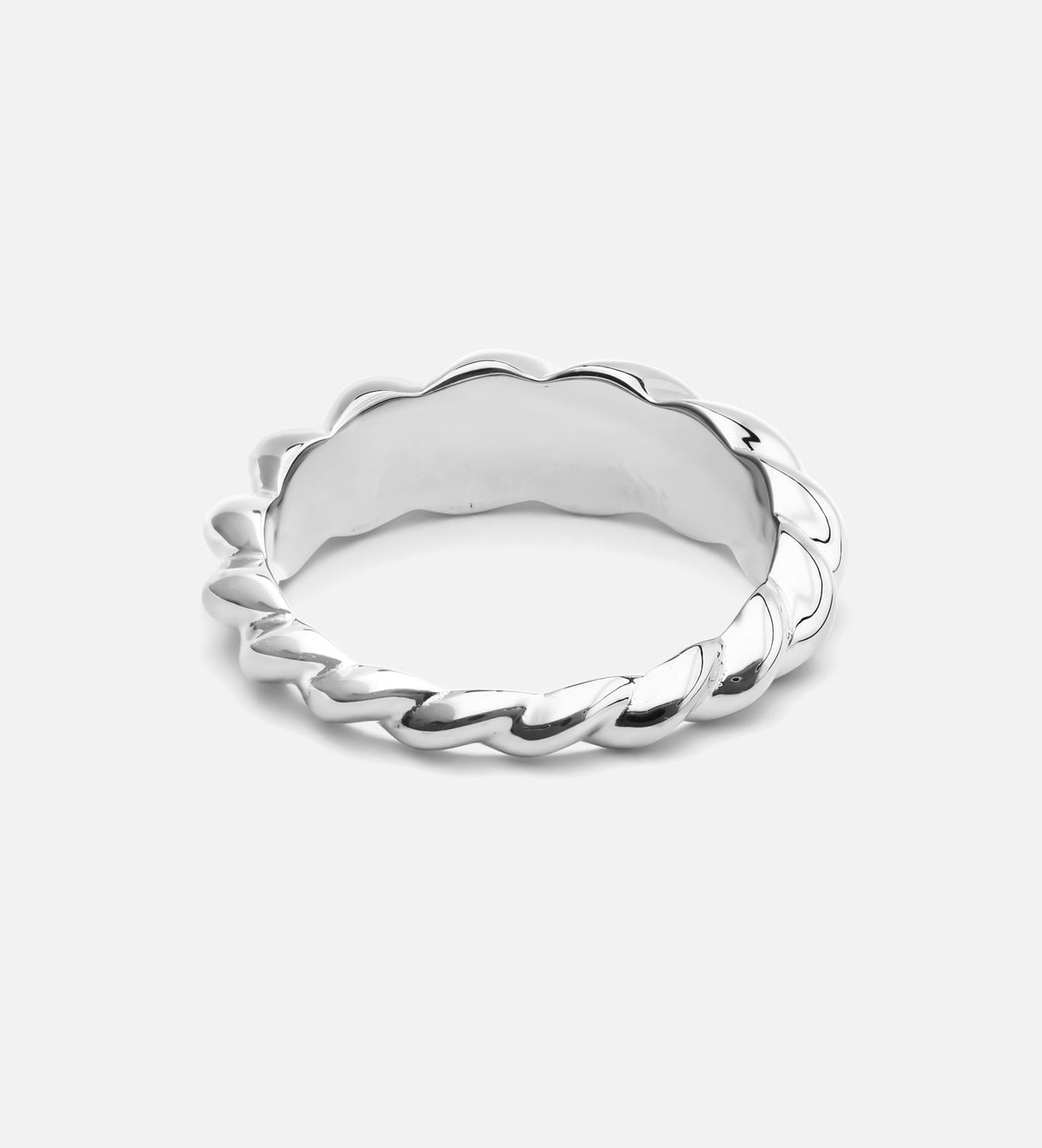 Thin Croissant Ring in Rhodium Plating on 925 Silver - Ash & Harry