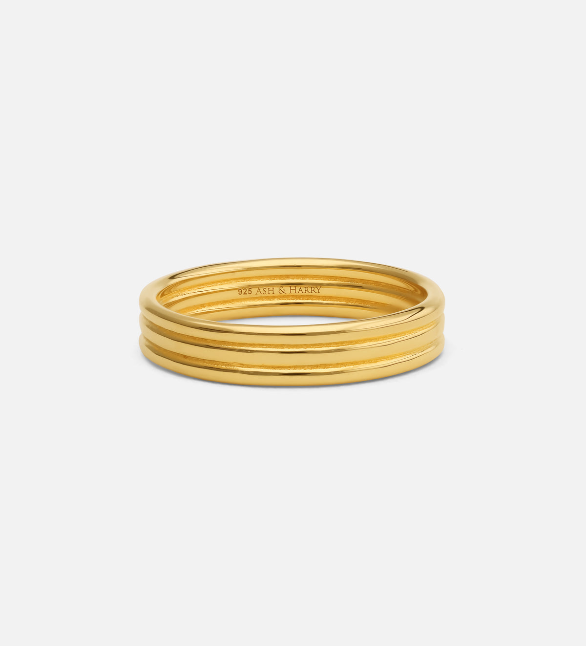 Trio Band Stacker Ring in 18k Gold Plating on 925 Silver - Ash & Harry