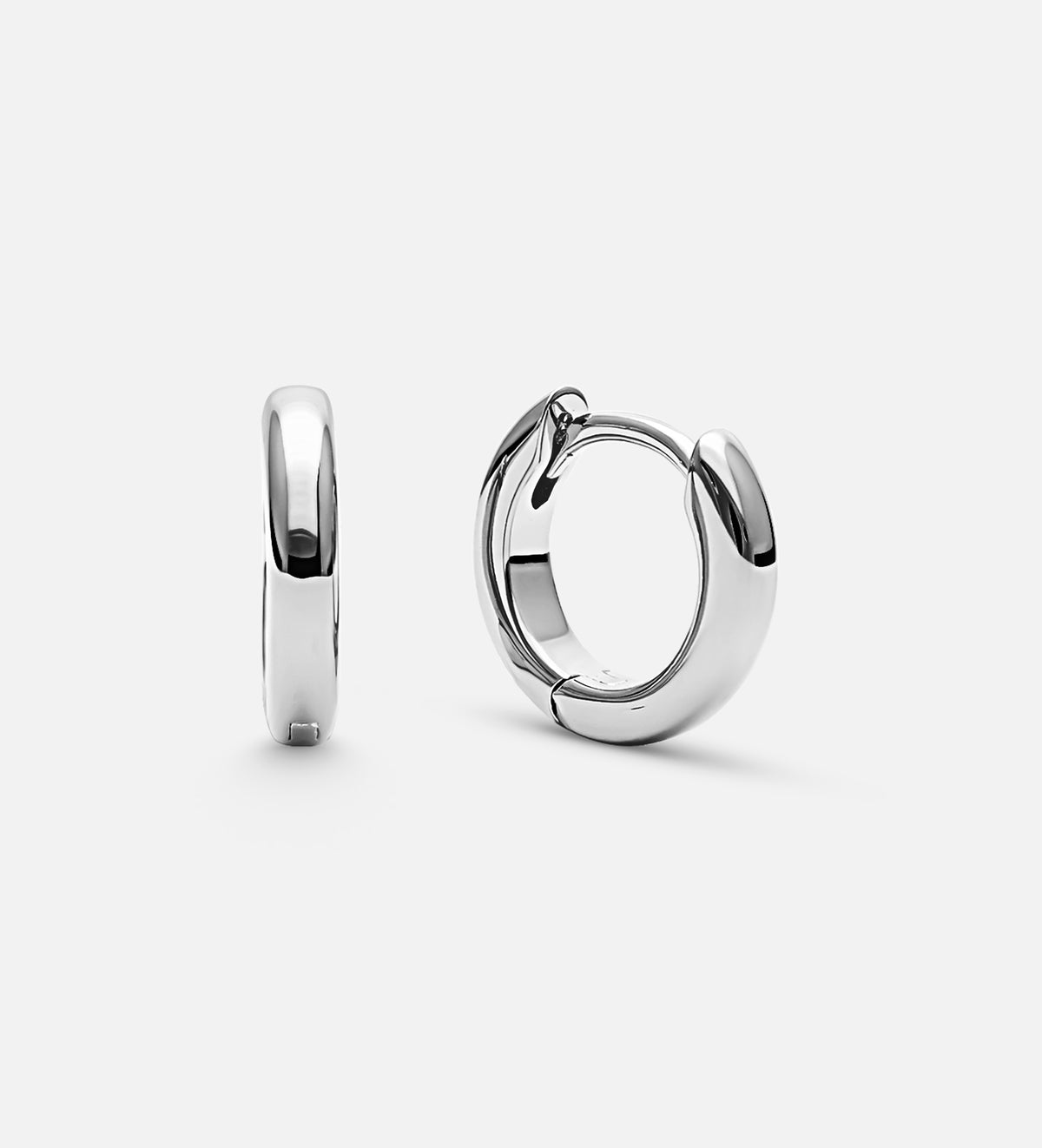 Tube Huggie Hoops in Rhodium Plating on 925 Silver - Ash & Harry