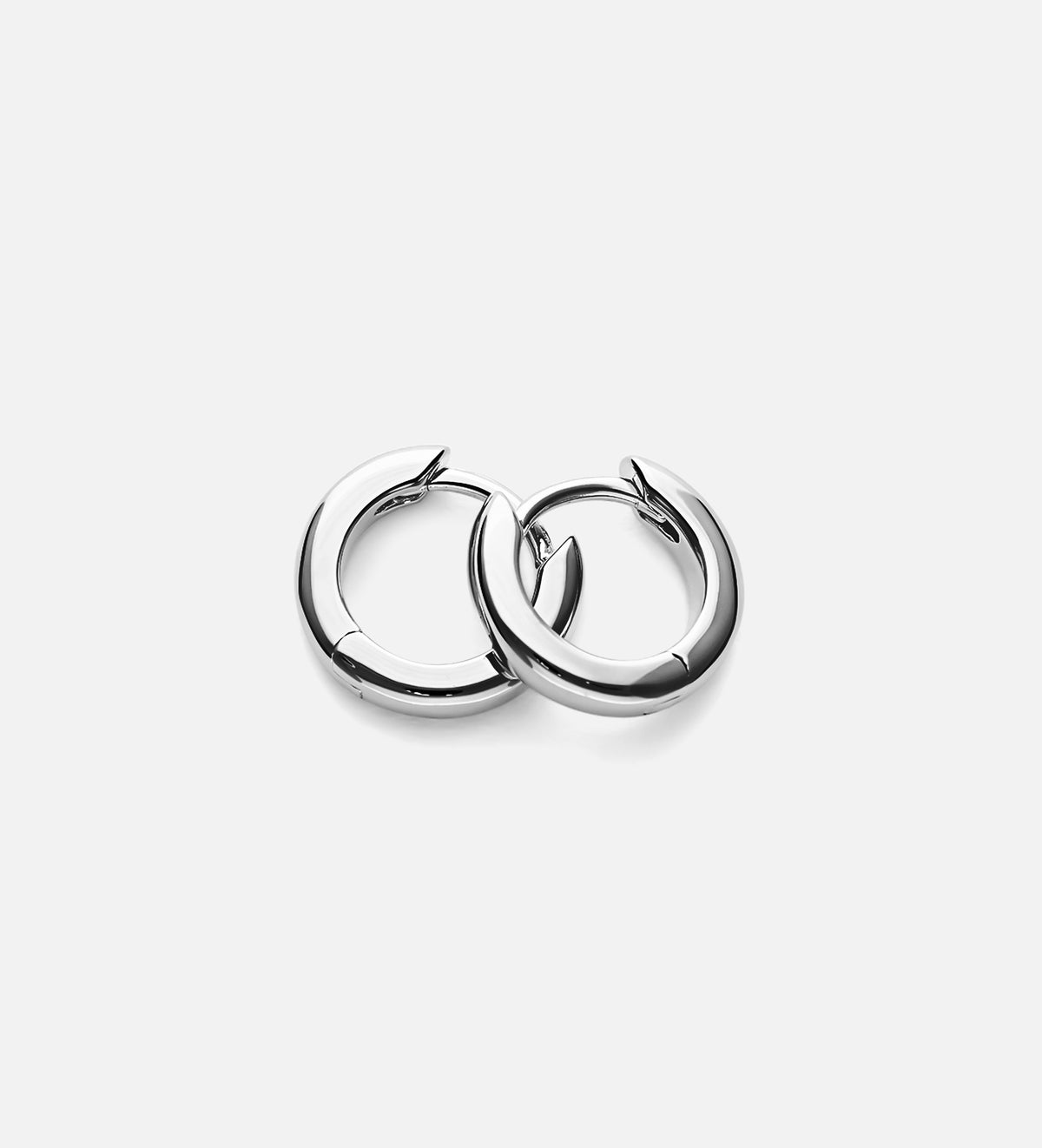 Tube Huggie Hoops in Rhodium Plating on 925 Silver - Ash & Harry