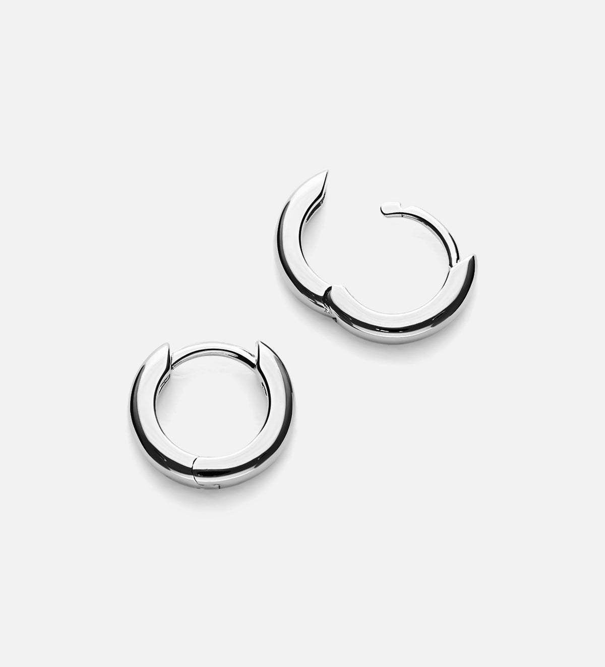 Tube Huggie Hoops in Rhodium Plating on 925 Silver - Ash & Harry