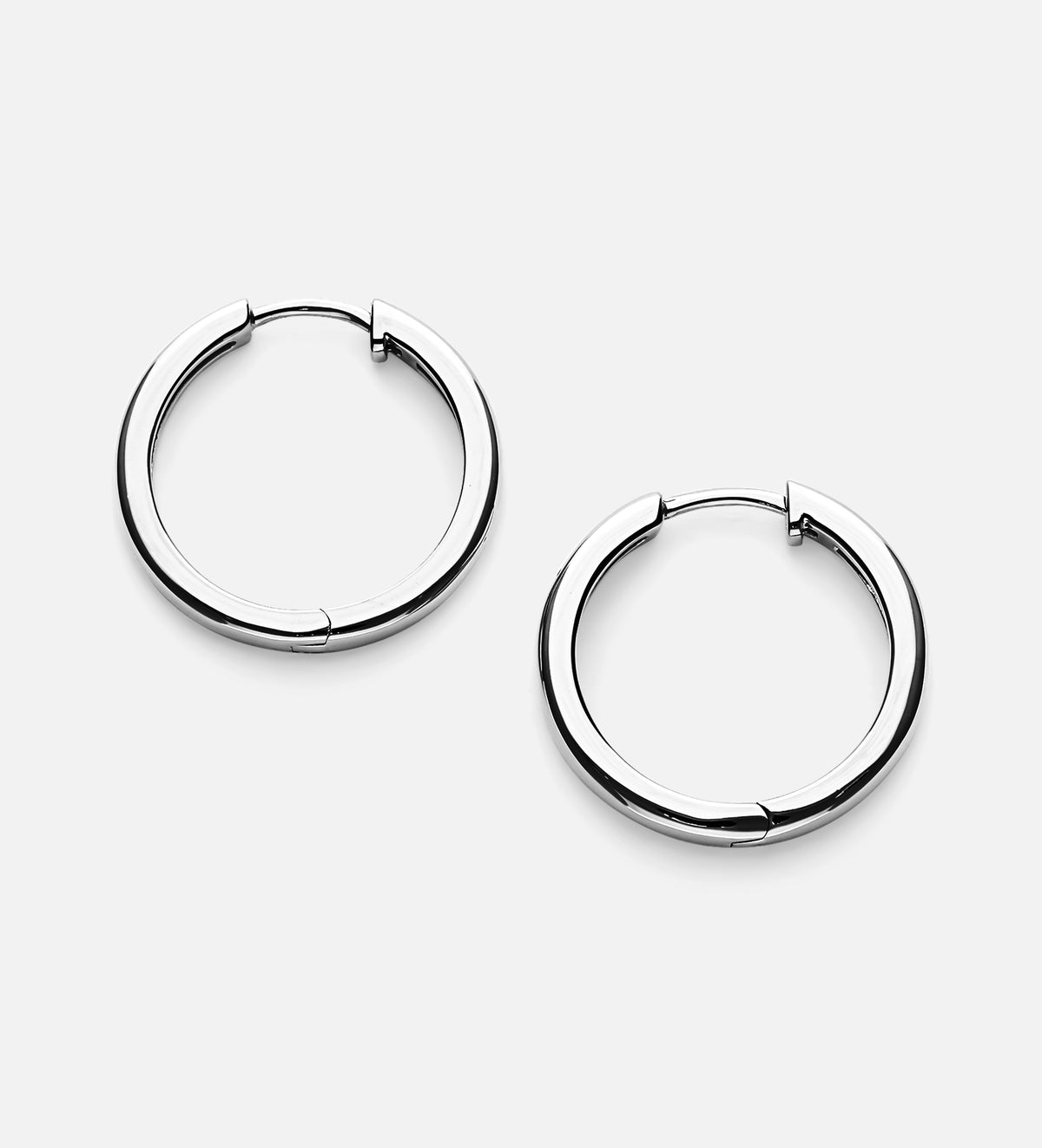 Tube Large Hoops in Rhodium Plating on 925 Silver - Ash & Harry