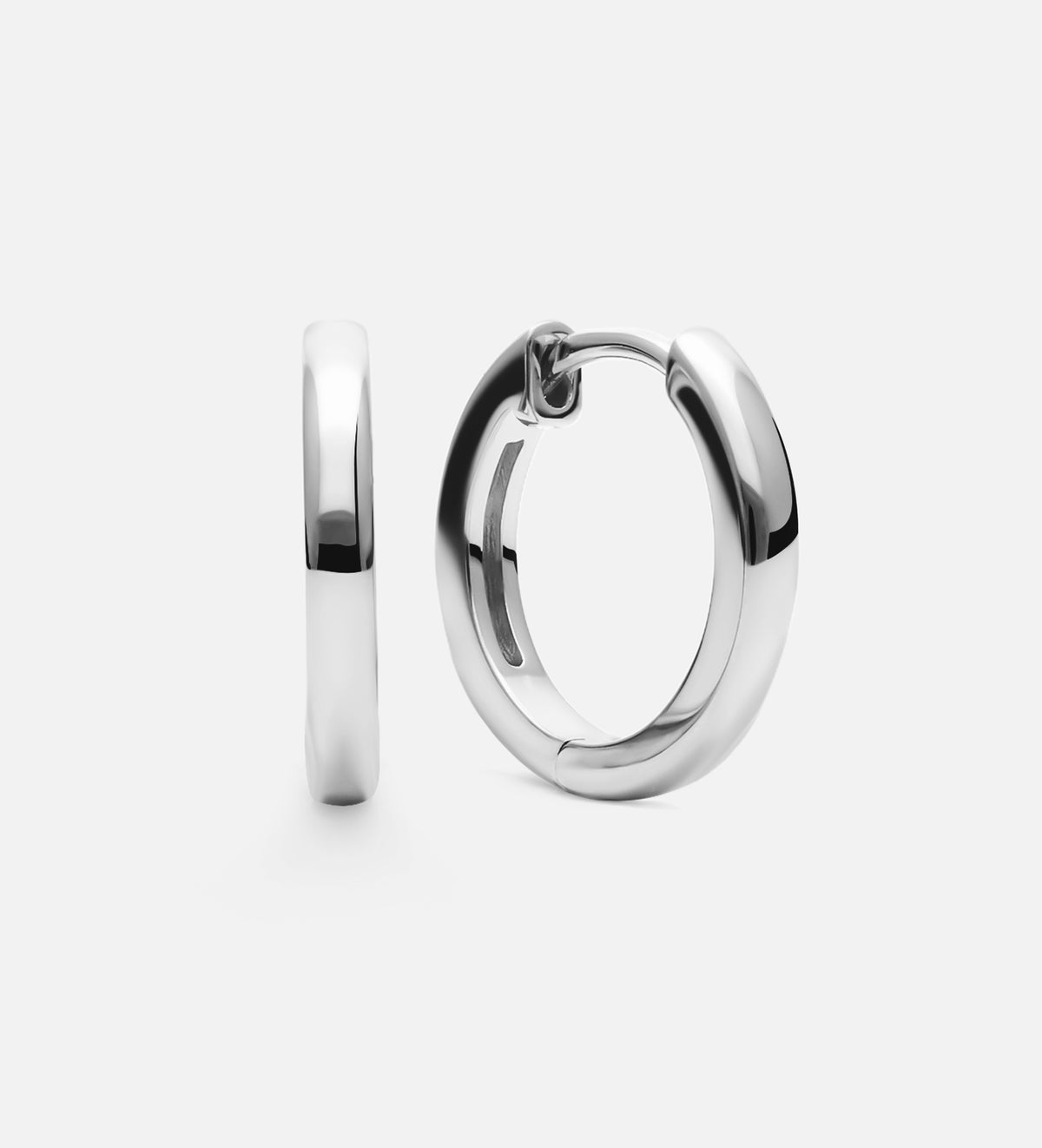 Tube Medium Hoops in Rhodium Plating on 925 Silver - Ash & Harry