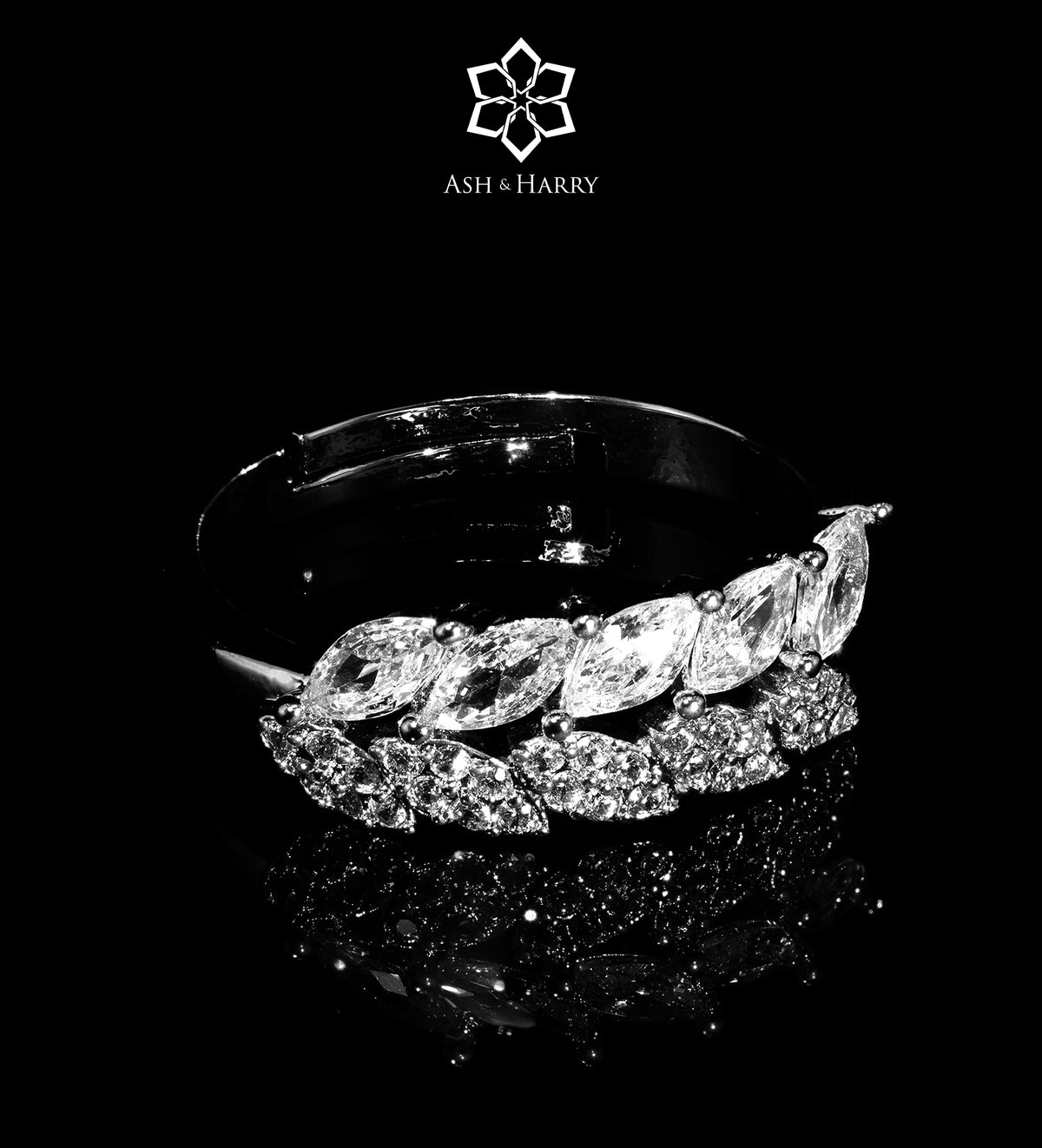 Nour Modern White Luxury Bridal Full Set with Brilliant - Cut Simulated Diamonds, Rhodium Plated - Ash & Harry
