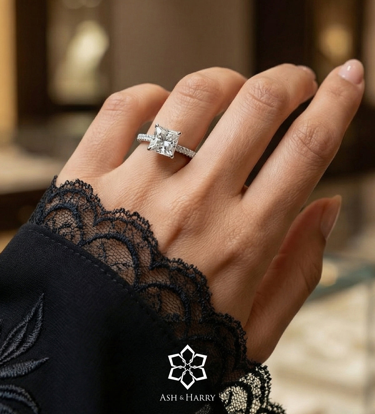 Nova Solitaire Band in 925 Silver with High - Quality White Simulated Diamonds - Ash & Harry