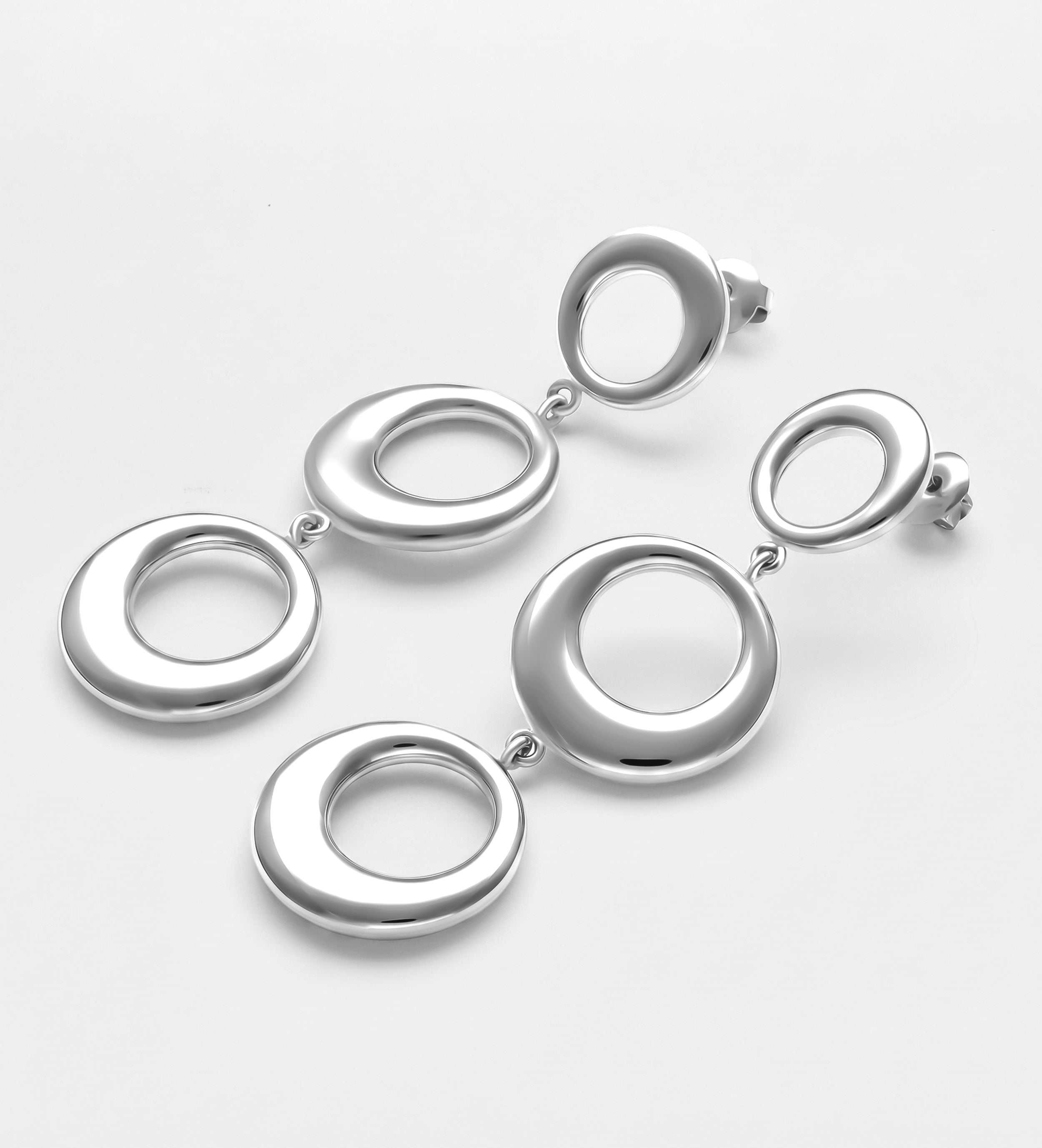 Orbit Energy Drop Earrings in Silver - Ash & Harry