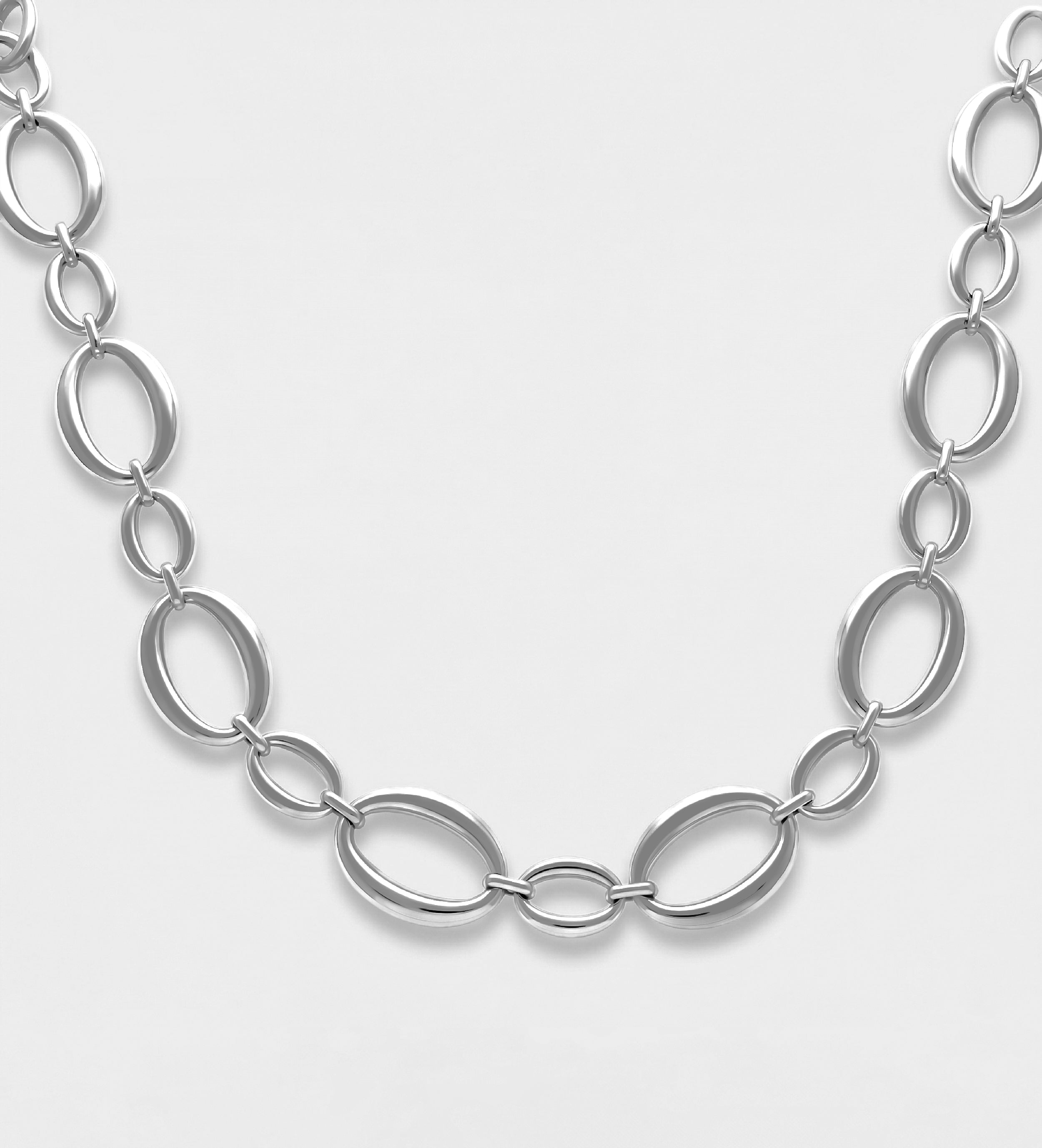 Oval Echo Link Necklace in Silver - Ash & Harry