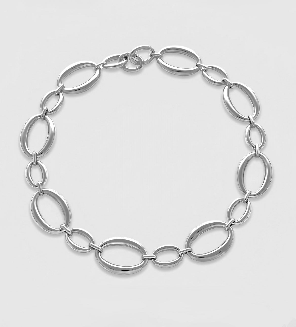 Oval Echo Link Necklace in Silver - Ash & Harry
