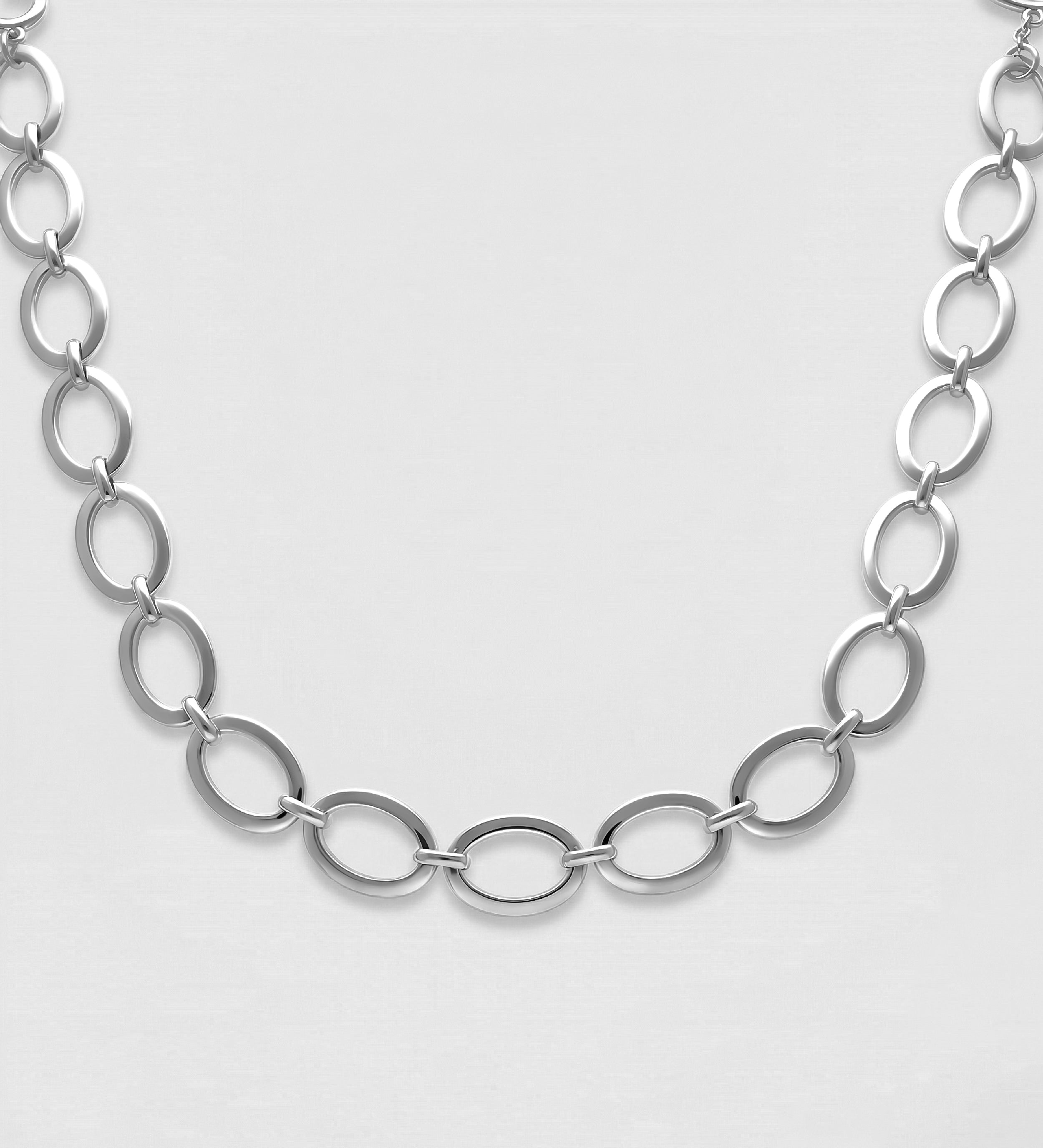 Oval Link Toggle Necklace in Silver - Ash & Harry