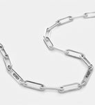 Paperclip Chain Name Necklace With Lab Diamond in Rhodium Plating on 925 Silver - Ash & Harry