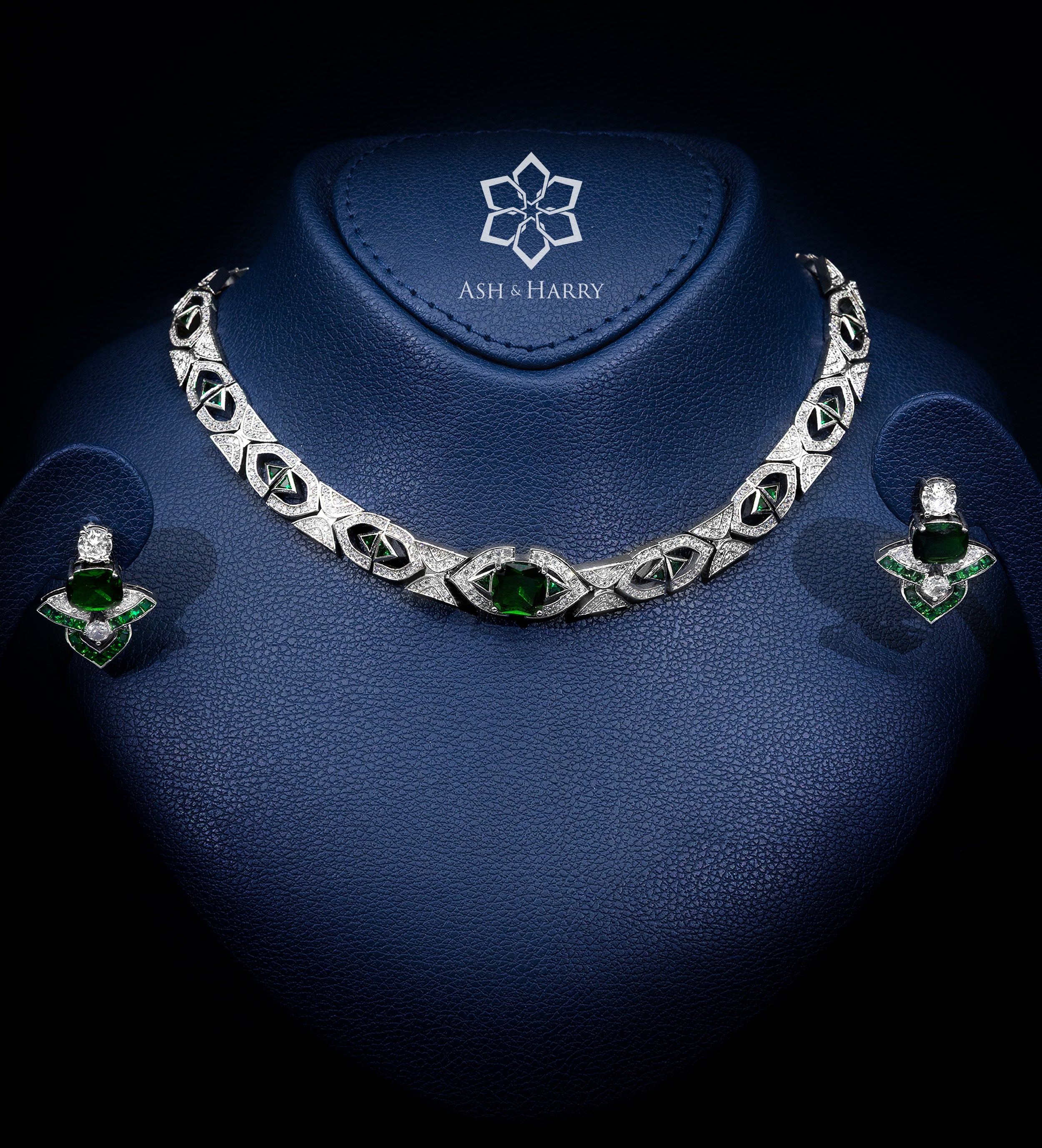 Pavé Arc Signature Set in High Quality Simulated Diamonds Rhodium Plated - Ash & Harry