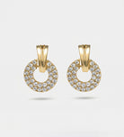 Pavé Halo Drop Earrings in God With High Quality Simulated Diamonds - Ash & Harry