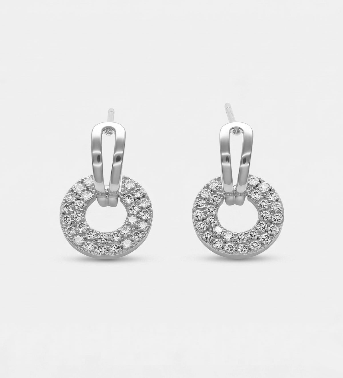 Pavé Halo Drop Earrings in Silver With High Quality Simulated Diamonds - Ash & Harry