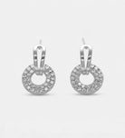 Pavé Halo Drop Earrings in Silver With High Quality Simulated Diamonds - Ash & Harry