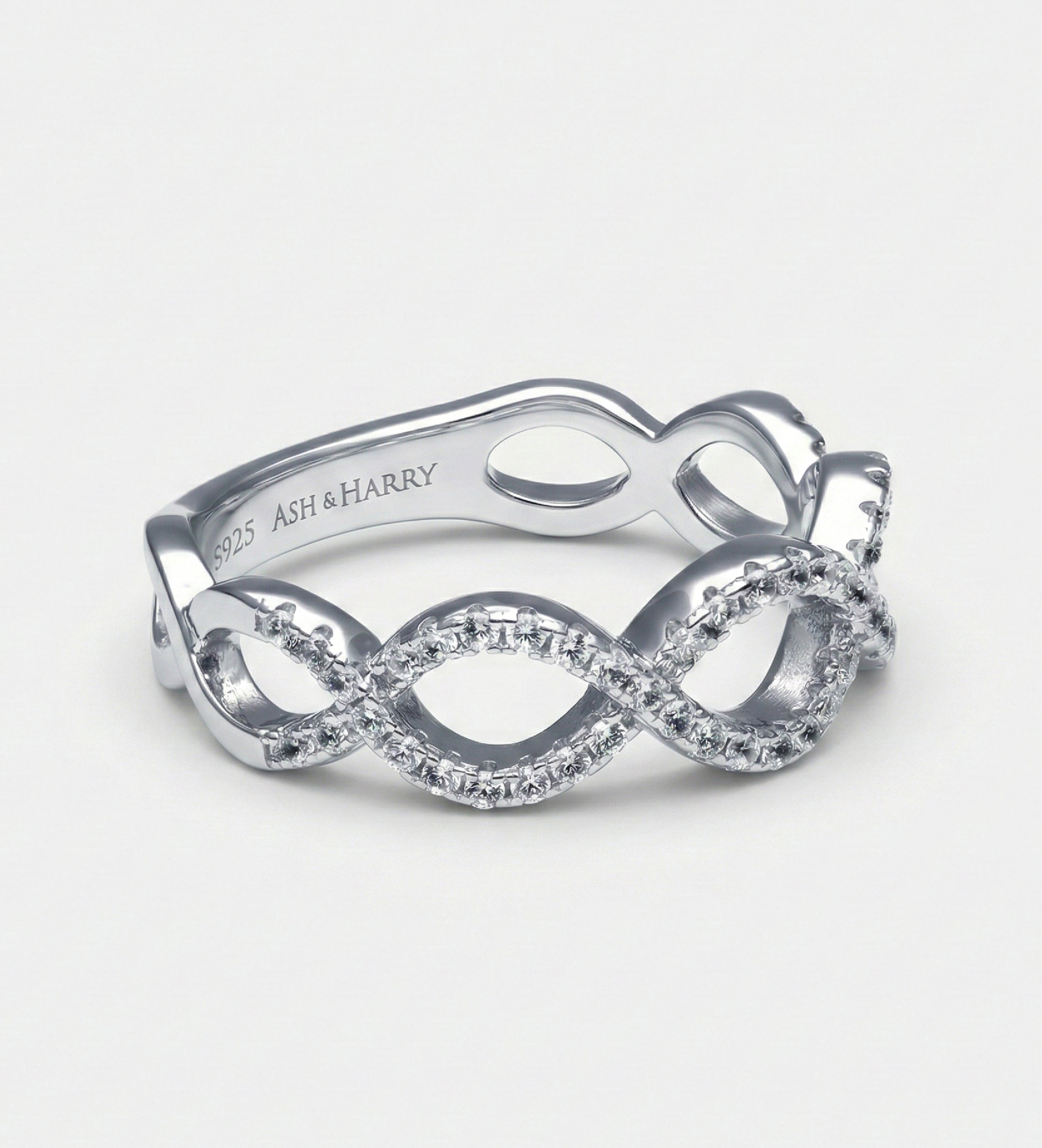 Pave Infinity Loop Ring In 925 Silver High Quality Simulated Diamonds - Ash & Harry