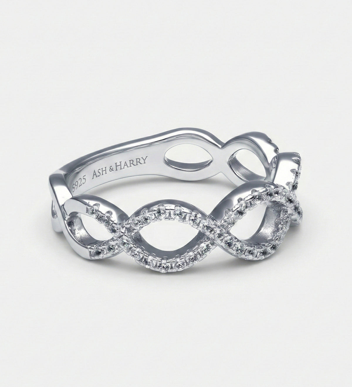 Pave Infinity Loop Ring In 925 Silver High Quality Simulated Diamonds - Ash & Harry