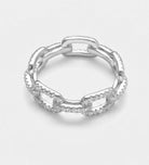 Pavé Link Ring in 925 Silver with High Quality Simulated Diamonds - Ash & Harry