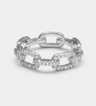 Pavé Link Ring in 925 Silver with High Quality Simulated Diamonds - Ash & Harry