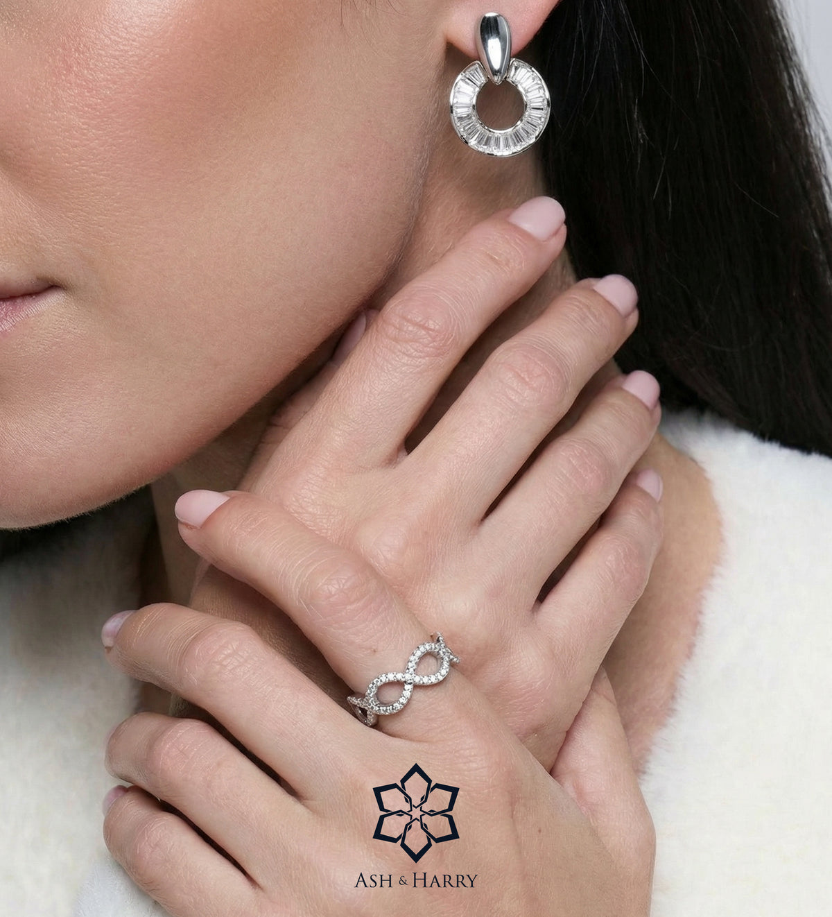 Pave Infinity Loop Ring In 925 Silver High Quality Simulated Diamonds - Ash & Harry