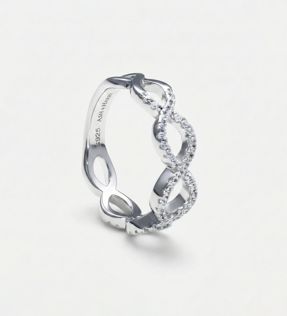 Pave Infinity Loop Ring In 925 Silver High Quality Simulated Diamonds - Ash & Harry