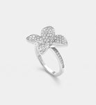 Petal Pave Statement Ring in 925 Silver with High - Quality Simulated Diamonds - Ash & Harry