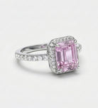 Pink Aurora Halo Ring in 925 Silver with High - Quality White and Pink Simulated Diamonds - Ash & Harry