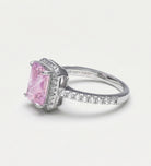 Pink Aurora Halo Ring in 925 Silver with High - Quality White and Pink Simulated Diamonds - Ash & Harry
