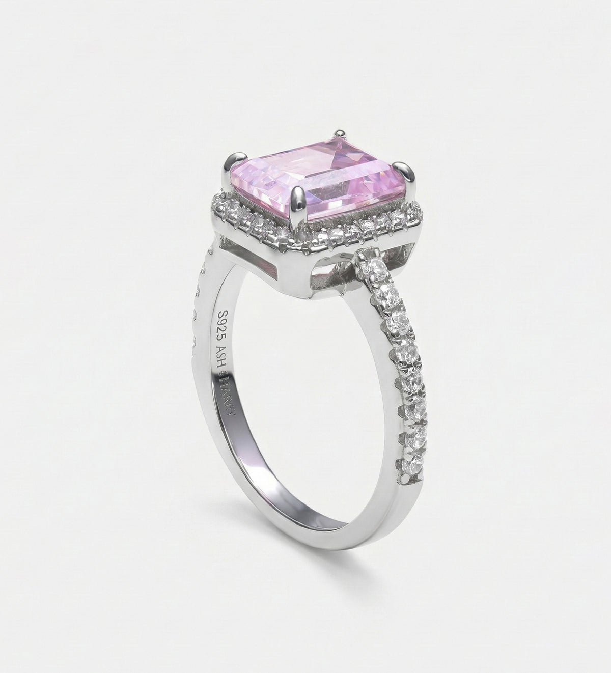 Pink Aurora Halo Ring in 925 Silver with High - Quality White and Pink Simulated Diamonds - Ash & Harry