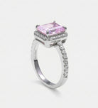 Pink Aurora Halo Ring in 925 Silver with High - Quality White and Pink Simulated Diamonds - Ash & Harry