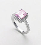 Pink Aurora Halo Ring in 925 Silver with High - Quality White and Pink Simulated Diamonds - Ash & Harry